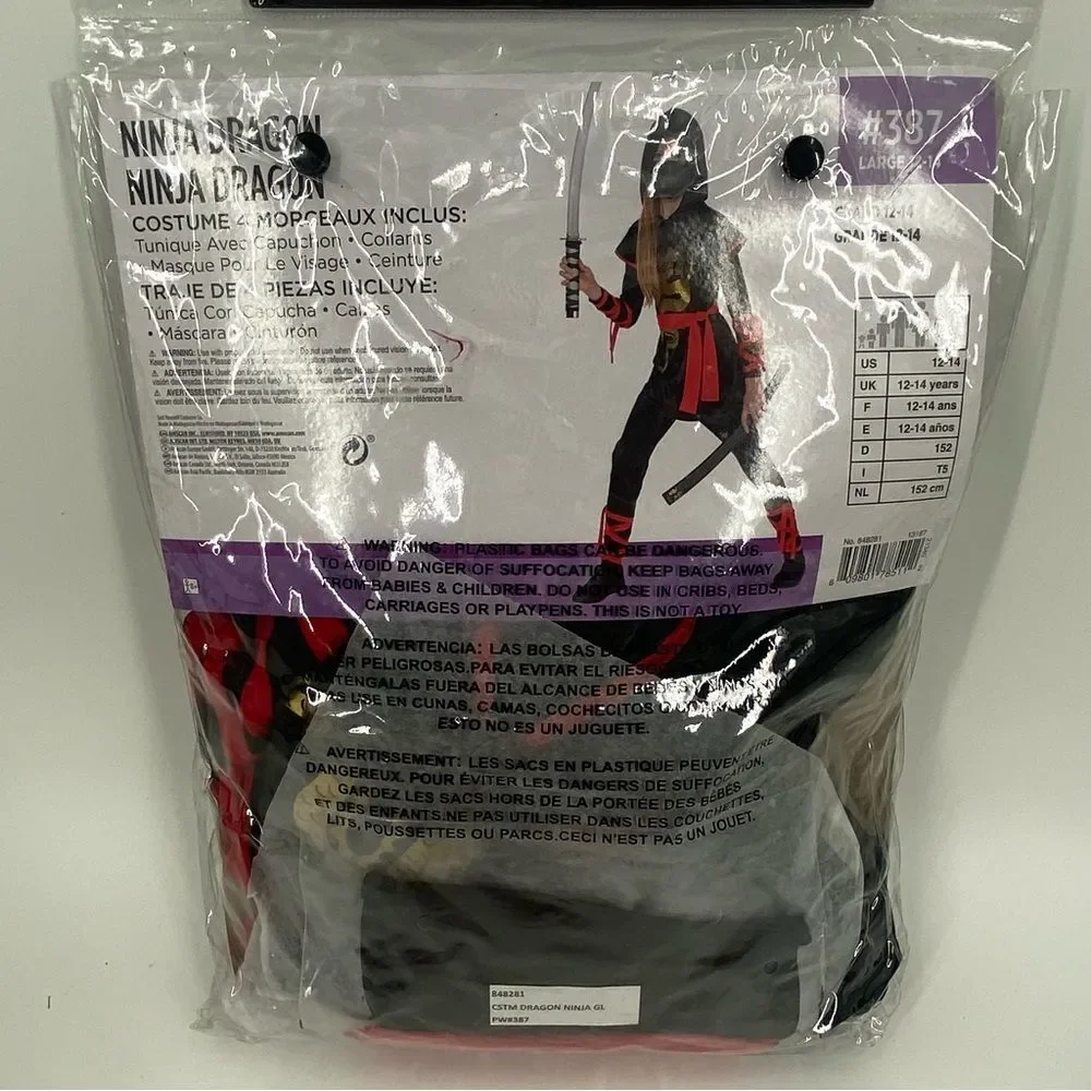 Kids Halloween Costume Dragon Ninja size L 4 pcs